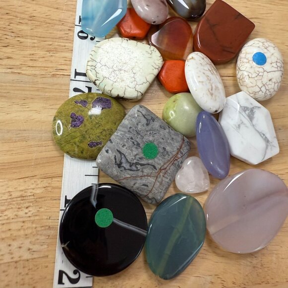 Mixed Gemstone Beads & Cabochons Crafting Lot 4.8 Oz Oval Hexagonal Shapes Polis - Picture 4 of 8